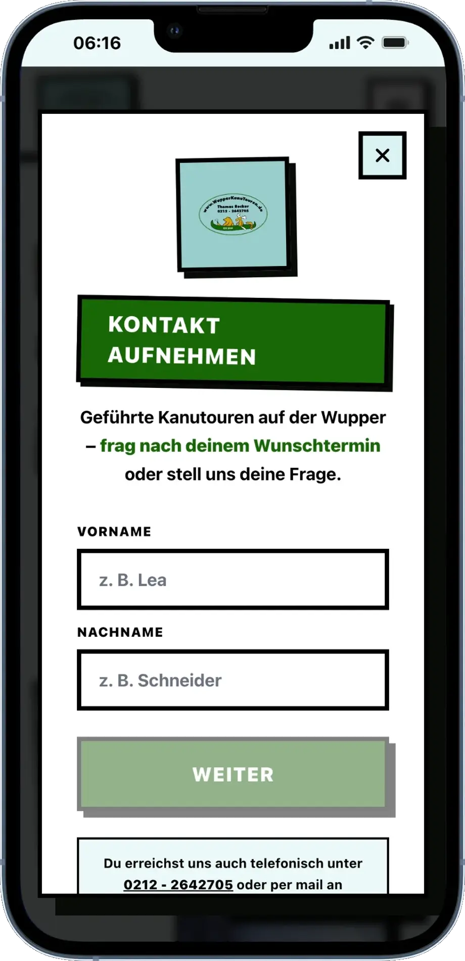 Wupper Kanu Touren website