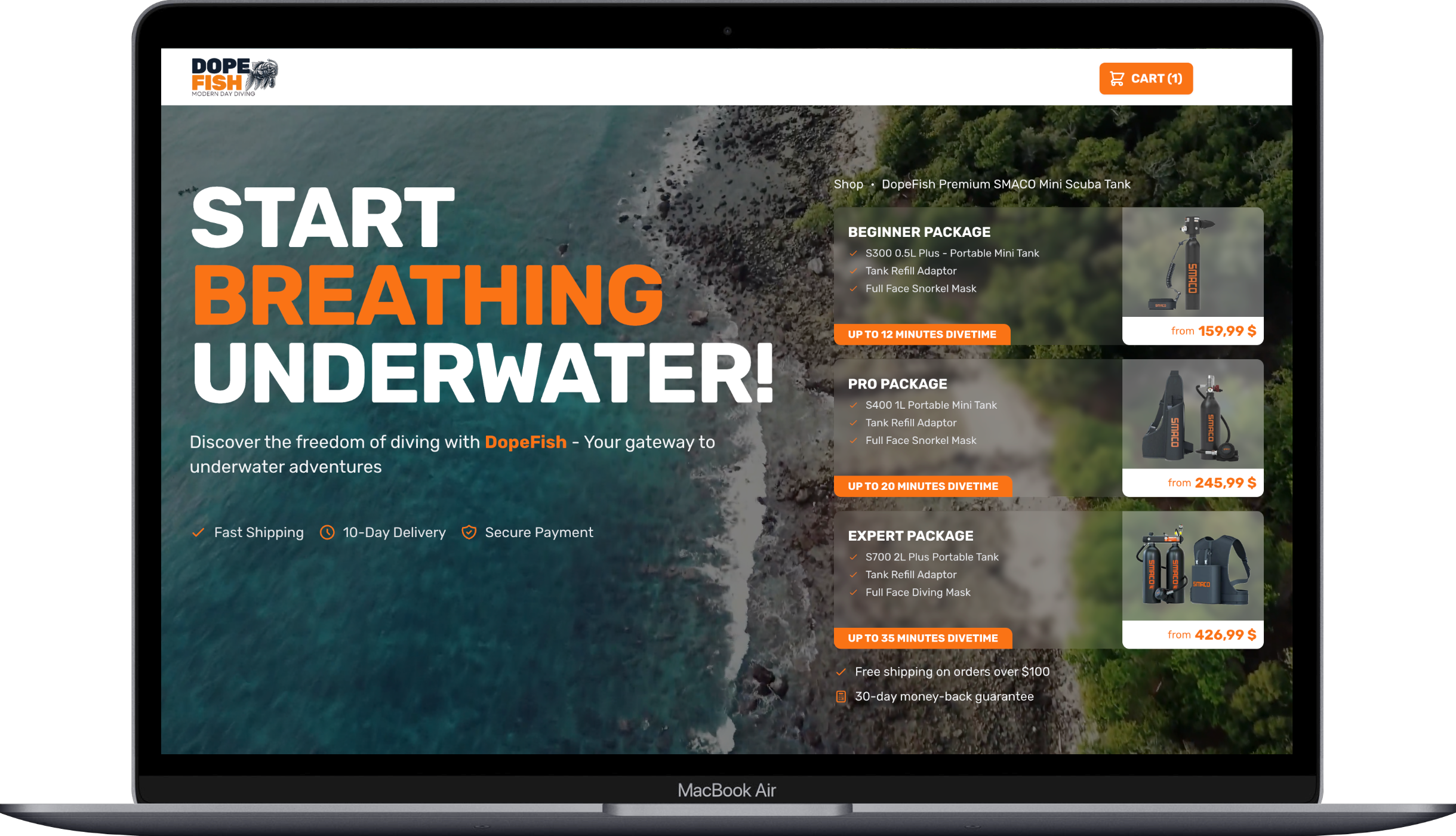 DopeFish Diving Website Desktop