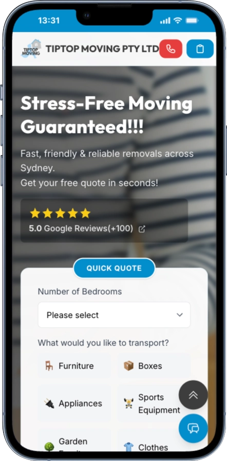 ttmoving.com.au Website Screenshot - OFFLINE Agency Reference