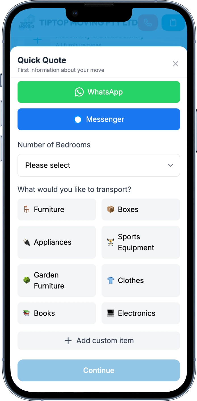 TipTop Moving Website Mobile