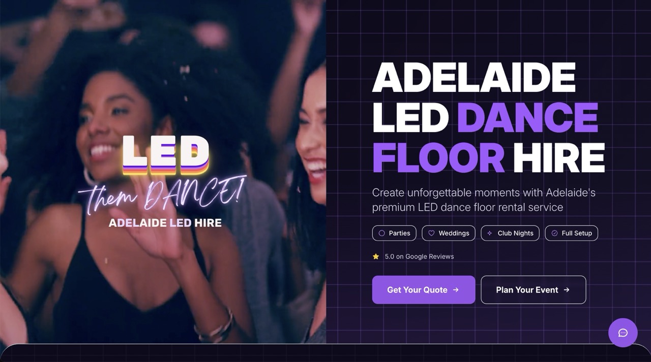 Adelaide LED Hire Website Screenshot